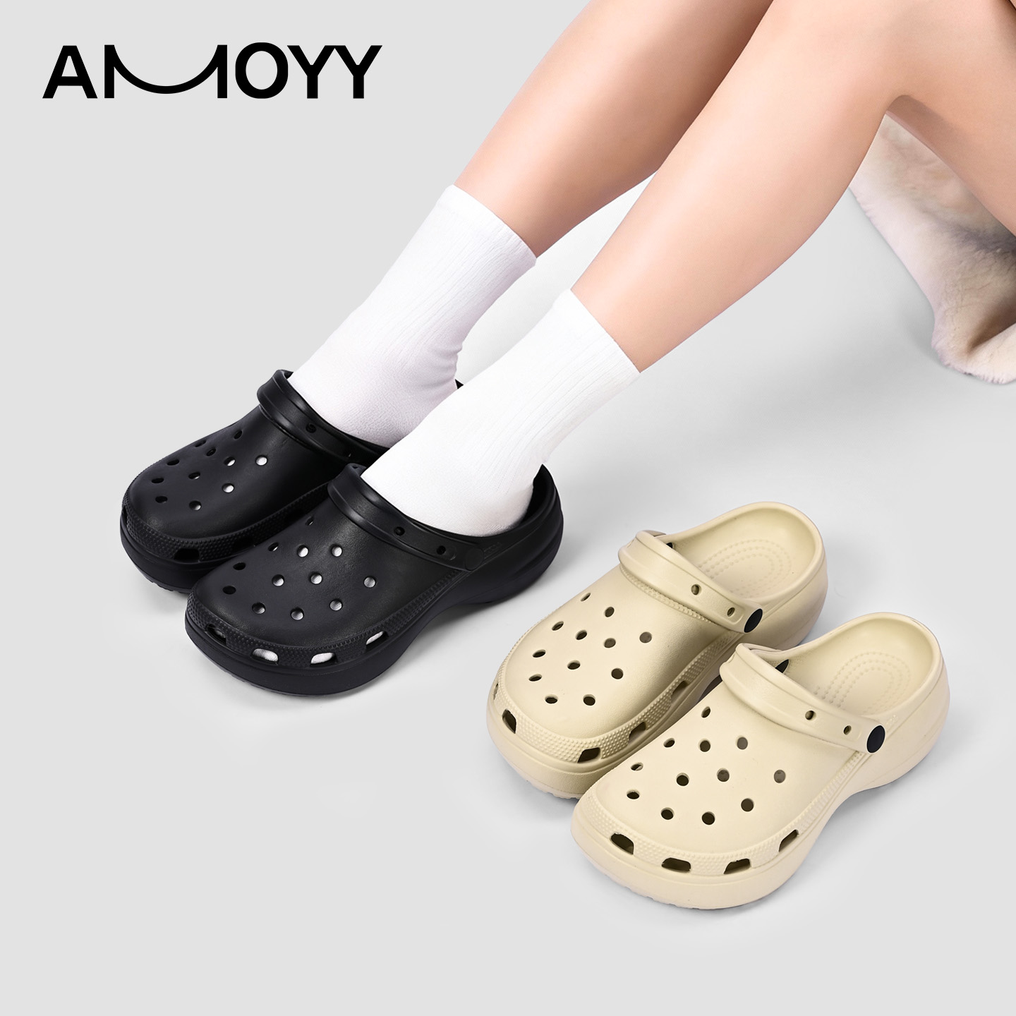 amoyy洞洞鞋女款2025秋季新款