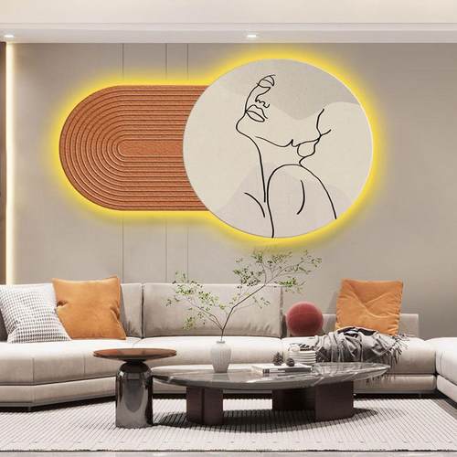 小众艺术进门玄关装饰画led发光氛围灯画抽象人物高级感客厅挂画