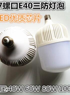 E27螺口E40LED三防灯泡40W60W80W100W隧道工地照明防尘防水防蚊虫