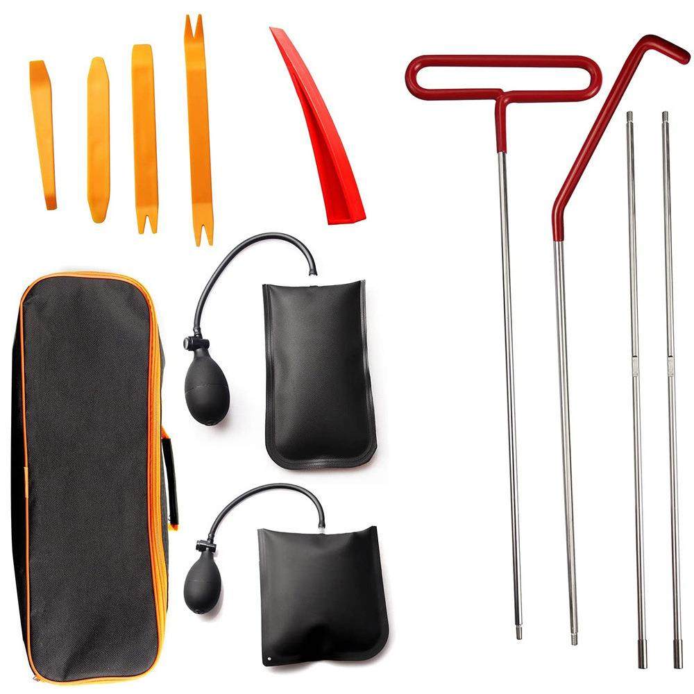 12件套汽车工具套件带无损伤空气楔形泵袋不锈钢长距离工具