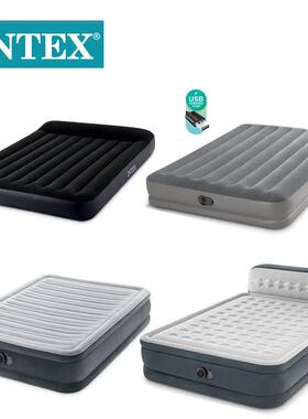 INTEX内置电泵充气床垫USB接头单人双人便携线拉植绒空气床