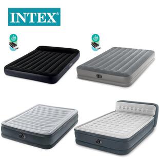 INTEX内置电泵充气床垫USB接头单人双人便携线拉植绒空气床