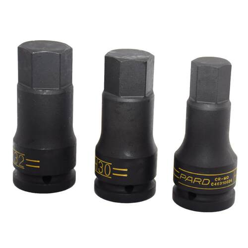 PARD进口1/2气动内六角套筒4-19mm加强型工业级风动套筒子工具
