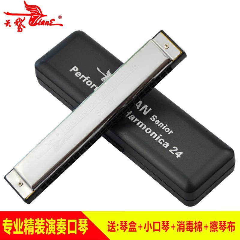 天鹅24孔口琴A/B/C/D/E/F/G/#降/调成人初学专业演奏复音口琴12调