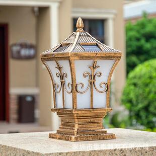 太阳能柱头景观灯户外花园别墅欧式太阳能庭院灯围墙灯门柱柱头灯