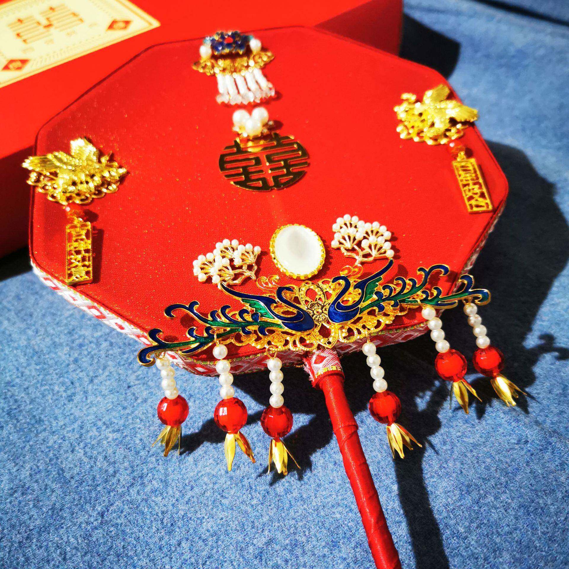 中式新娘团扇宫廷汉服古典扇秀禾服喜扇婚礼手捧花成品礼扇材料包