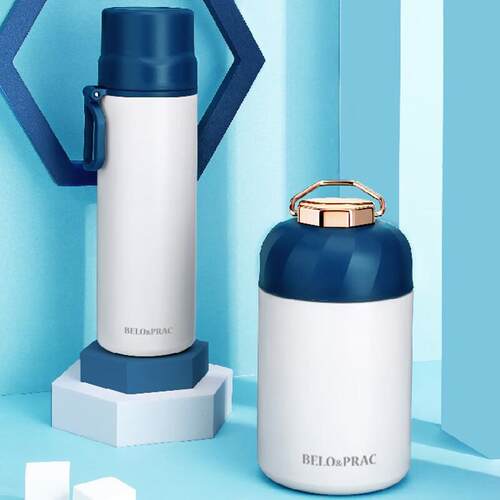 贝洛可450ml保温杯600ml焖烧杯BK041不锈钢304畅想生活两件套