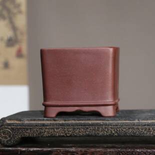 紫砂仿古花盆正方形盆景盆原矿青灰泥小盆菖蒲盆孙伟制觅陶乡