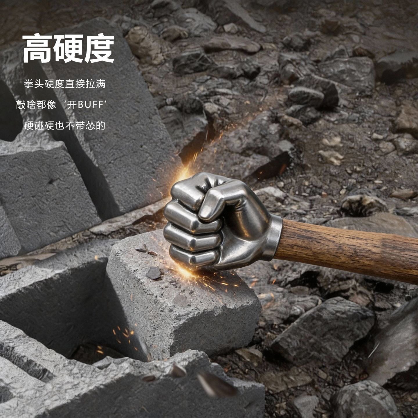 点赞锤头木工家用实心铁锤摆件高硬度工具木柄铁锤子创意拳头锤