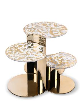 意大利轻奢设计GRANGER组合边几别墅客厅家用大理石三圆花瓣茶几