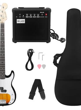 HK·LADE四弦电贝司套装4弦电贝斯学生入门摇滚乐器低音吉他贝司
