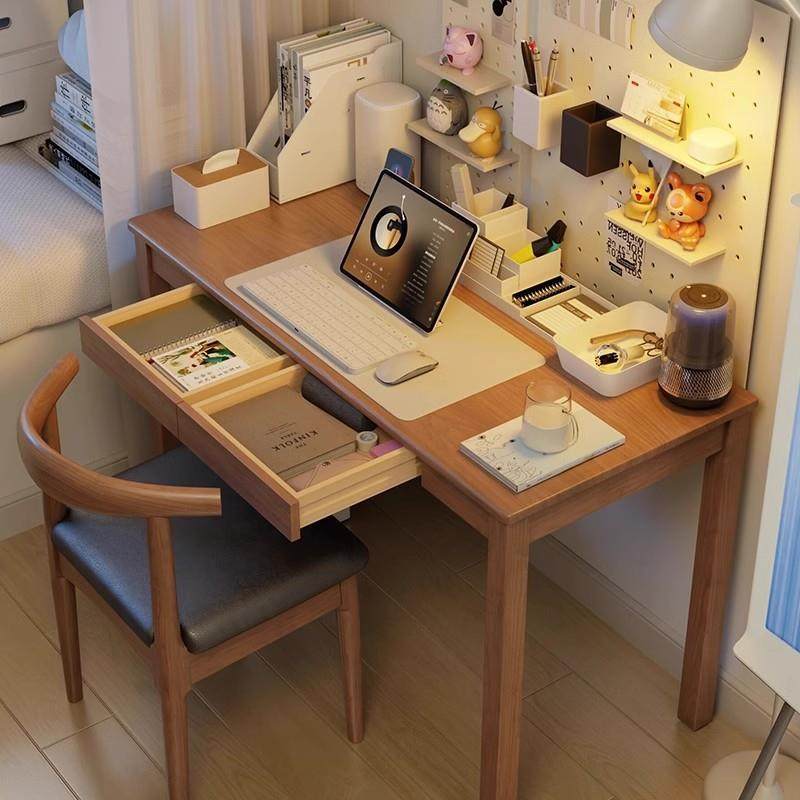 0.6小型办公桌家用纯实木书桌省空间小尺寸电脑桌80CM主卧写字台