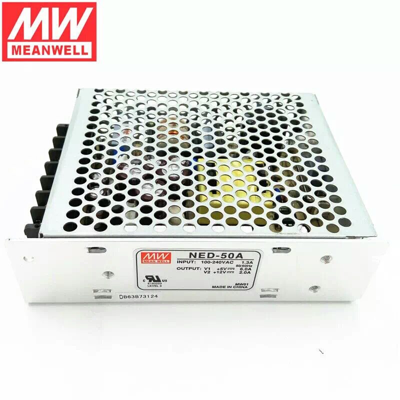 明纬开关电源NED-50A两组输出电源5V/6A12V/2A双路直流电源