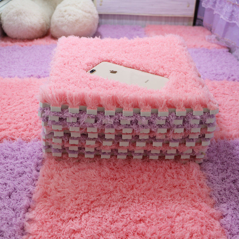 新款蛋糕绒拼接地毯公主房间满铺客厅床边地垫飘窗家用环保可机洗