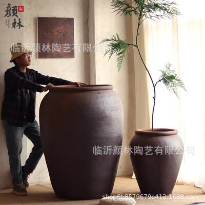 1.2米超大民落翁缸复古寂粗陶大陶罐宿装饰陶器BKR地酒店大侘堂摆