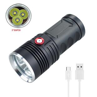 新款XHP50手电筒USB充电铝合金LED户外手电3灯P50小钢炮手电