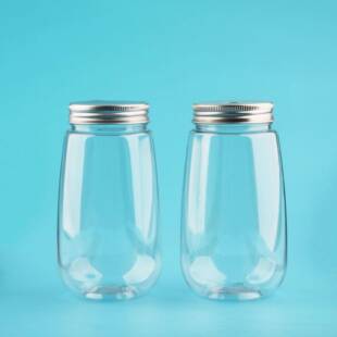 网红脏脏茶黑糖奈雪款铝盖塑料奶茶饮料瓶子有孔胖胖瓶350果汁瓶