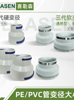 第三代新风系统变径TPV软胶接头PE管道大小头PVC管通用连接件配件
