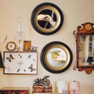 巴洛克风众格圆形桌al202406面摆件厅法式小复玄关古餐厅装饰画客