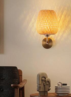 新中式壁15677灯宿酒过走廊卧室床头编织店壁灯餐厅民道禅意复古