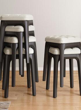 餐椅家用塑料凳子加厚37241椅高子软包板凳餐可叠放代简现约凳客