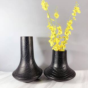 后关现代简黑木纹5222花器创约意花瓶样板间家色居玄电视柜干花插