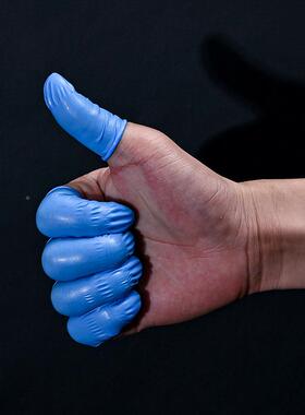 一作次性静电防手指套蓝色白色丁腈业HHA指套无卤指套防滑工业指