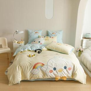 A类卡通全棉水洗棉贴布绣花四件套儿童纯棉三件套小清新套件亲肤