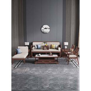 罗汉床新中式胡桃木实木推拉床茶桌椅组合沙发床两用伸缩折叠沙发