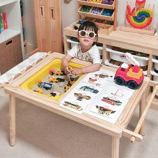 实木儿童花生桌幼儿园积木游戏玩具桌升降宝宝学习绘画写字书桌子