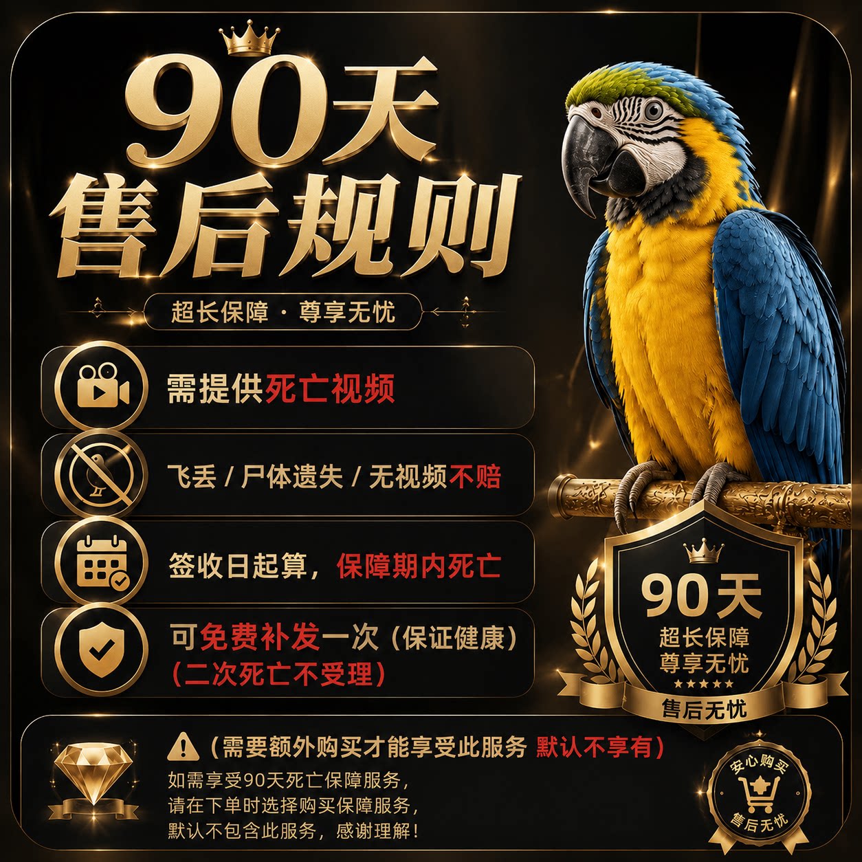 鹦鹉延长质保服务 【单买不发货