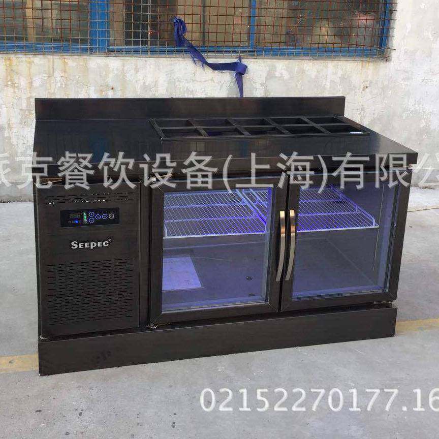 黑钛不锈钢水吧工作台 奶茶店咖啡店设备设 冷藏保鲜开槽冰箱