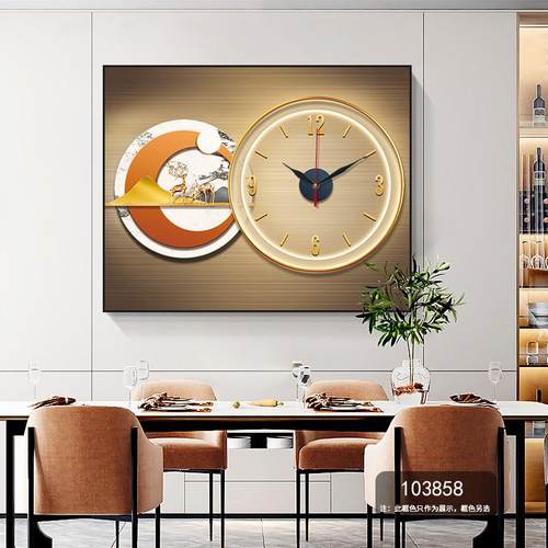 北欧现代电表箱装饰画带钟表免打孔电闸箱挂钟遮挡客厅配电箱挂画