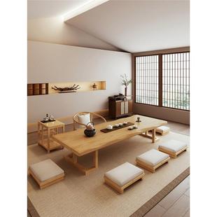 日式实木榻榻米茶桌泡茶台长条桌阳台矮桌简约茶几炕几茶桌椅组合