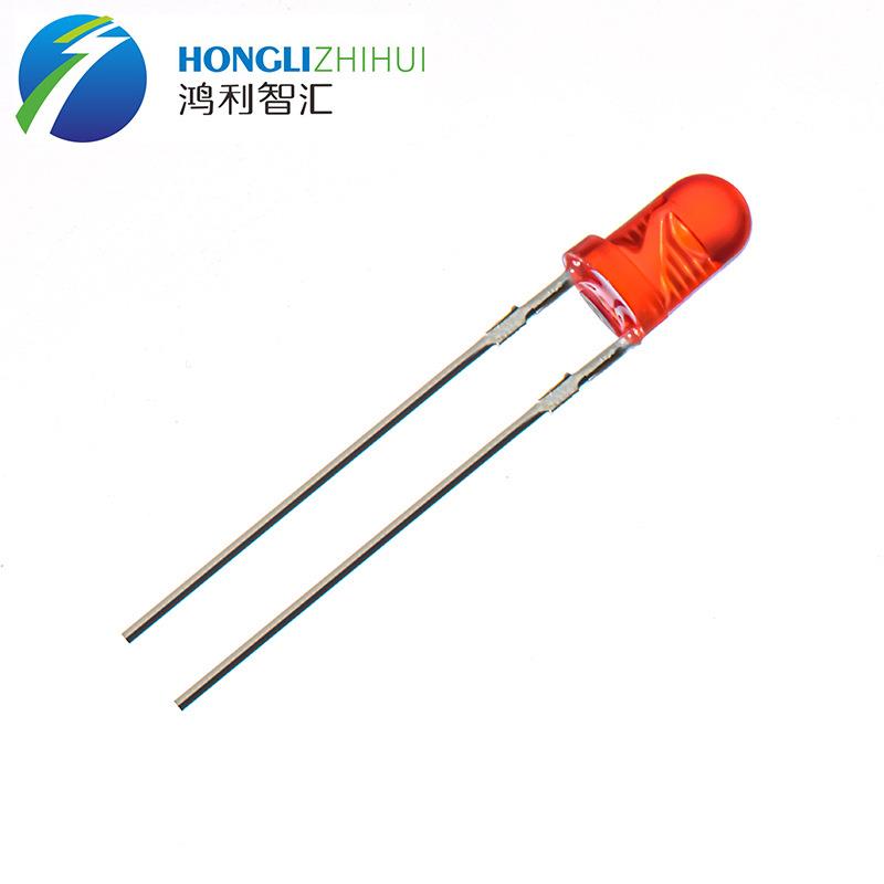 鸿利直插F3红发红发光二极管LAMP红光LED灯珠1.8V-2.6V20mA