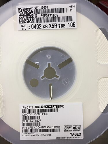 CC0402KRX5R7BB105贴片电容10%16V0402