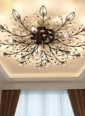 美式水晶吸顶灯客厅灯现代简约欧式创意个性花形led卧室餐厅灯具