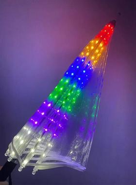 七彩Led灯光伞自动poe透明伞直柄手电筒灯光雨伞轻便防雨儿童伞
