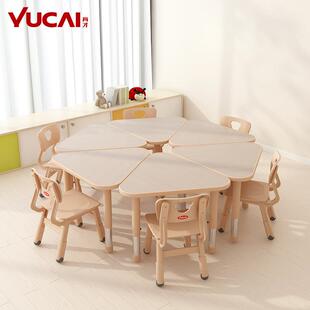 育才幼儿园儿童绘画美术课桌椅培训班早教学习宝宝写字三角桌子