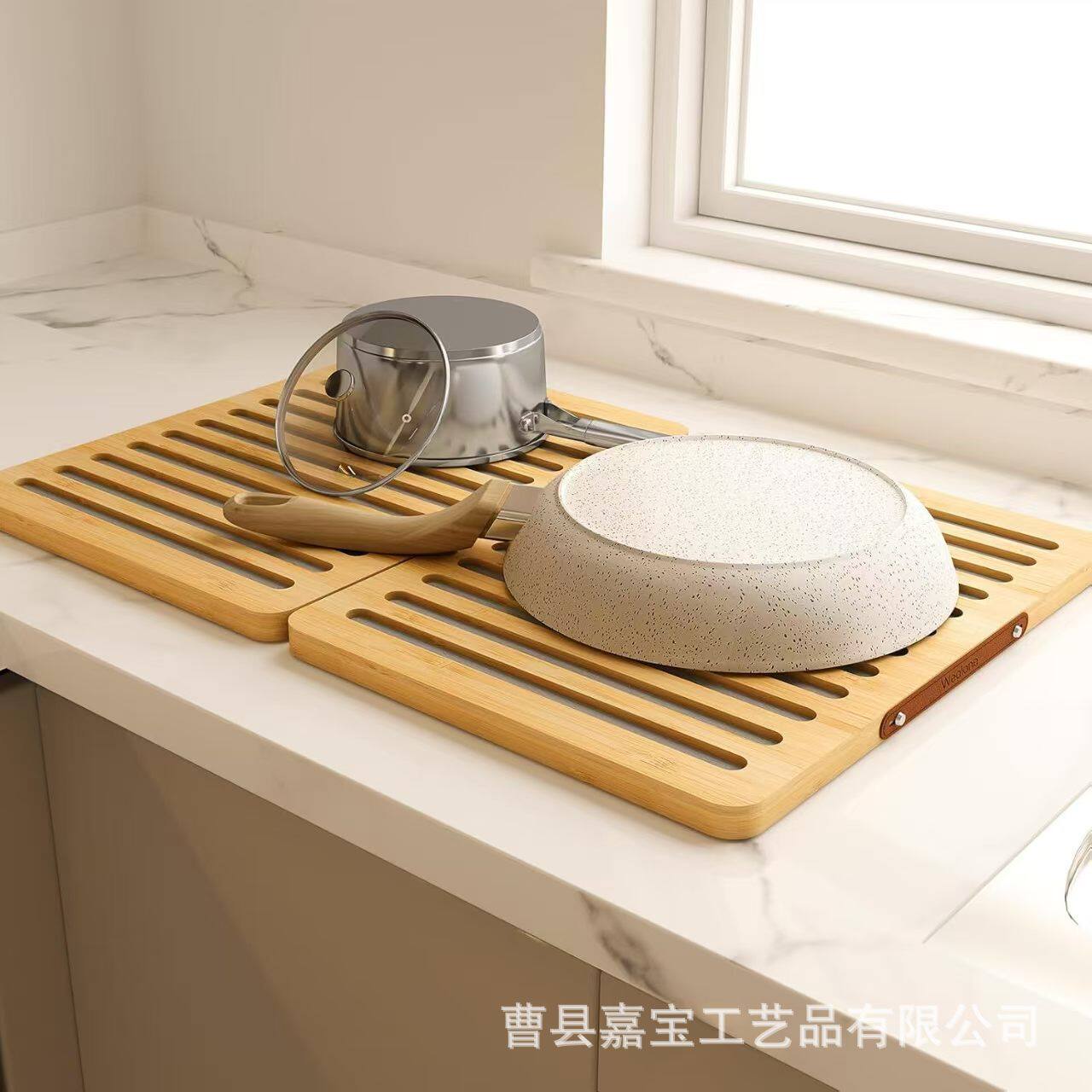 木质碗盘架沥水架家用厨房台面方形碟子锅收纳架实木可折叠抽屉架