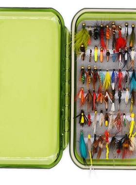 54pcs飞蝇钩套装盒装飞蝇钓苍蝇钩路亚假饵毛钩手工绑制