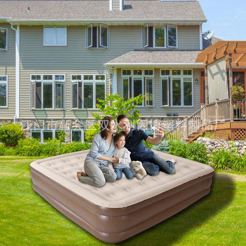 新款现货户外防潮充气床加高21-56洞双人全自动充气床垫折叠植绒