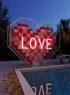 天梯户外景观小品婚庆用品爱心装置爱心大型VE打卡LO红色拍照美陈