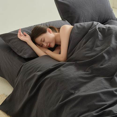 棉被套床单全棉被罩纯床笠现代提花简约四件套博主轻奢小众水洗棉