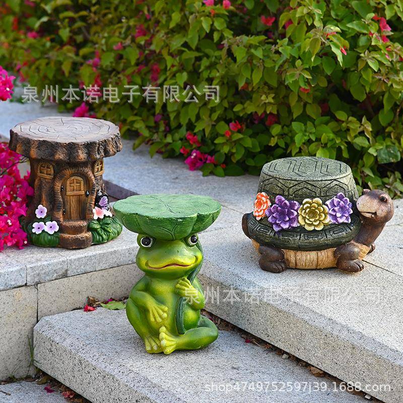庭院树脂凳子摆件创意树脂工艺品雕塑花园摆件夏季庭院青蛙板凳子
