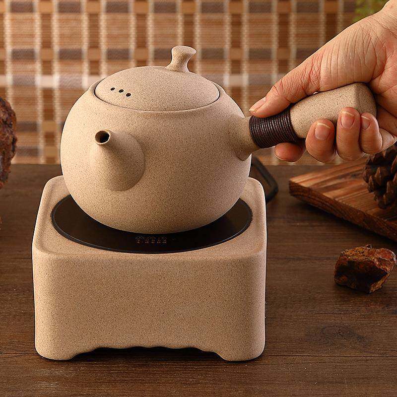 麦饭石粗陶煮茶器电陶炉壶提梁壶电热陶瓷烧水壶煮茶壶侧把养生壶