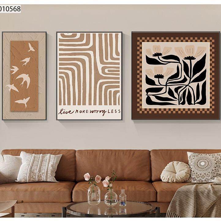 美拉德风复古轻奢高级感客厅装饰画诧寂风客厅飞鸟花卉三联组合画,节庆用品/礼品,新娘配件,淘宝优惠券,粉丝福利购,淘宝优惠卷