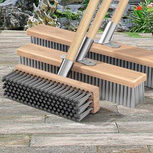 不锈钢丝地刷长柄加密长杆刷子硬毛家用除青苔庭院清洁刷洗地刷头