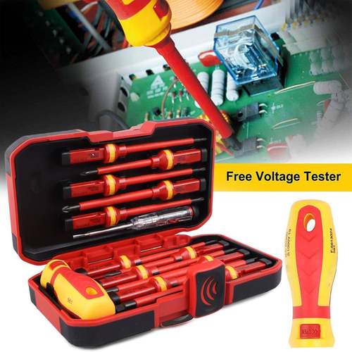 爆款13件套VDE绝缘螺丝批组套铬钒钢电工螺丝批绝缘塑柄螺丝