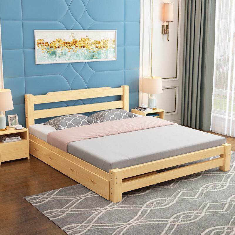 实木床1.8米双人床成人主卧1.5米软靠床1.2米单人床1米学生床厂